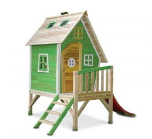 Spielhaus Holz mit Rutsche und Veranda 